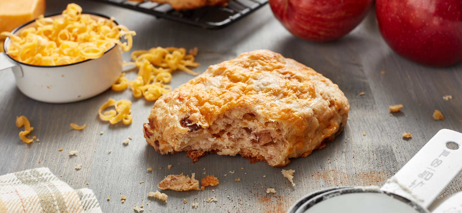 Apple Cheddar Biscuits with Bacon