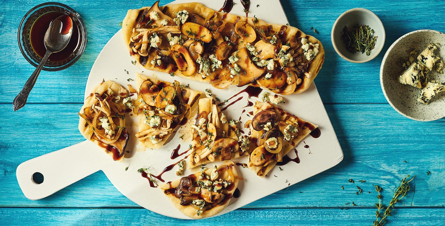 Mushroom and Blue Cheese Grilled Flatbreads