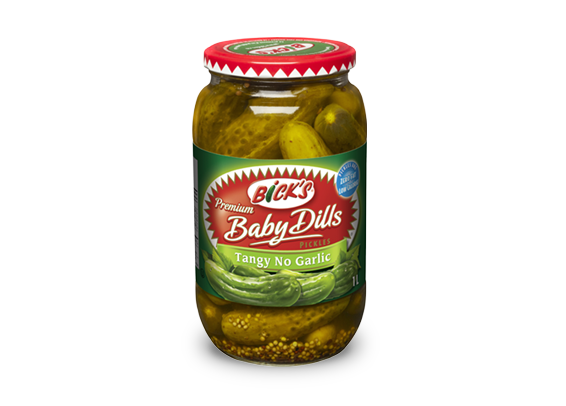 <strong>Bick’s<sup>®</sup></strong> Tangy No Garlic Baby Dill Pickles