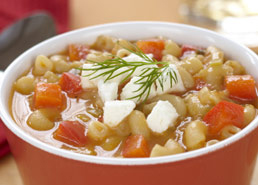 Pasta and Pepper Soup with Feta