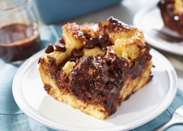 Chocolate Bread Pudding with Chocolate Sauce