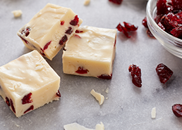 White Chocolate and Dried Cranberry Fudge