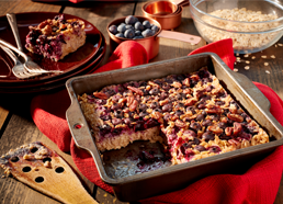 Pecan Baked Oatmeal with Blueberries 