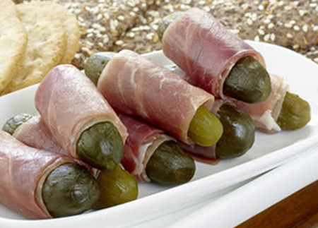 Prosciutto Wrapped Gherkins