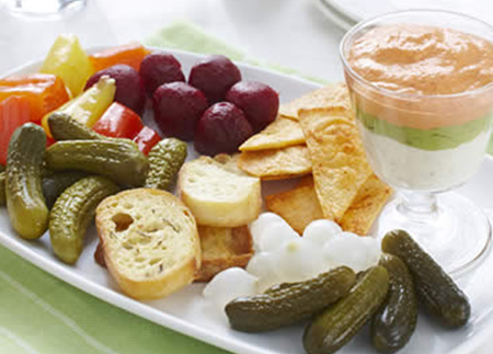 Pickle Platter with Dip Parfaits