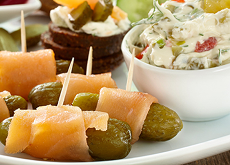 Smoked Salmon Platter with Dill Pickle Cream Cheese 
