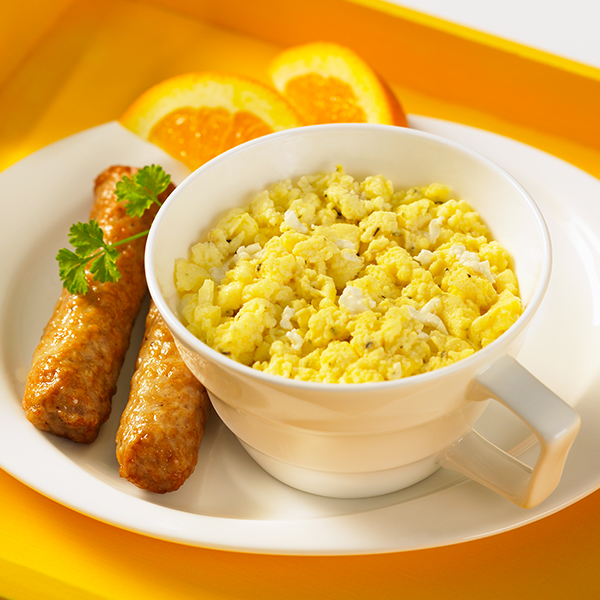 Coffee Cup Scramble with Sausages