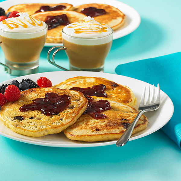 PB and J Swirled Oatmeal Pancakes