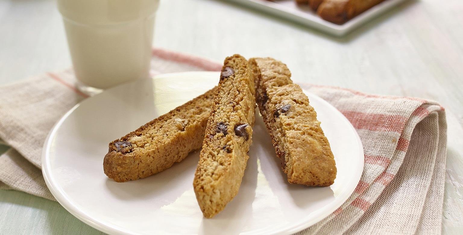 Voir la recette - Biscottis bananes et pépites de chocolat sans gluten*