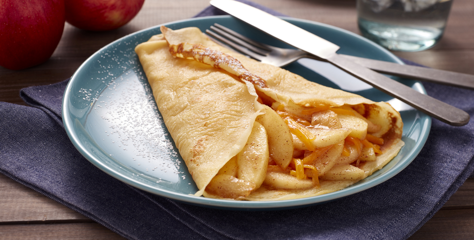 Voir la recette - Crêpes faciles aux pommes et au cheddar
