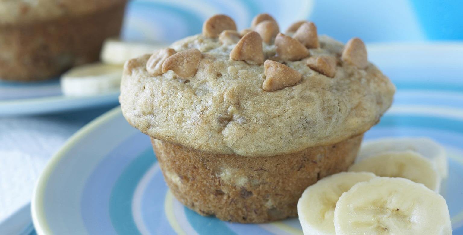 Voir la recette - Muffins au beurre d’arachide et aux bananes