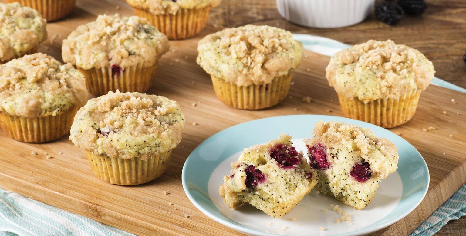 Voir la recette - Muffins au citron et aux mûres