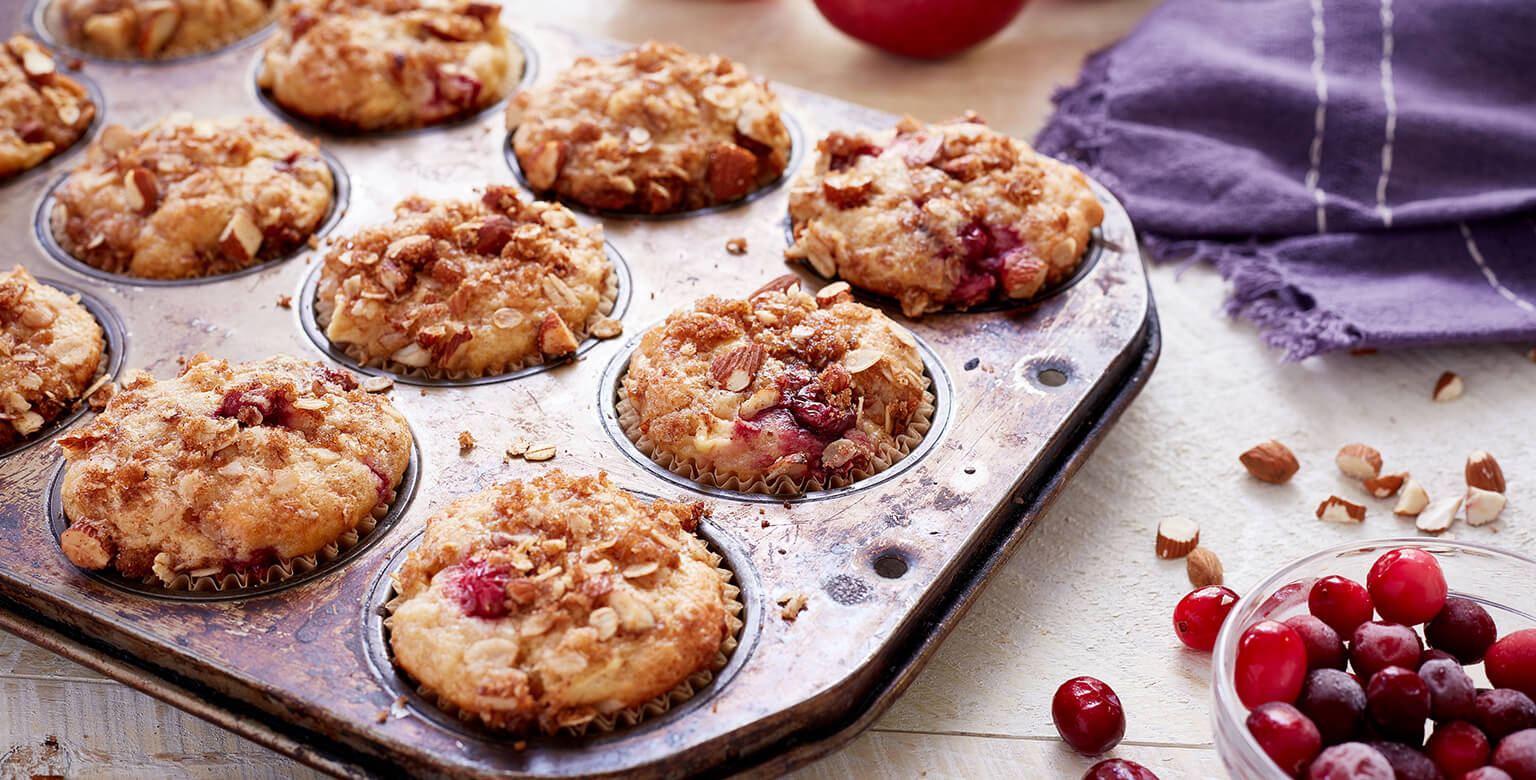 Voir la recette - Muffins croustillants aux pommes et aux canneberges