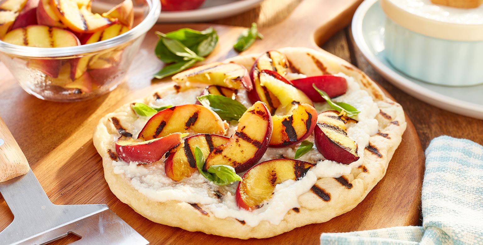 Grilled Peach and Ricotta Flatbread